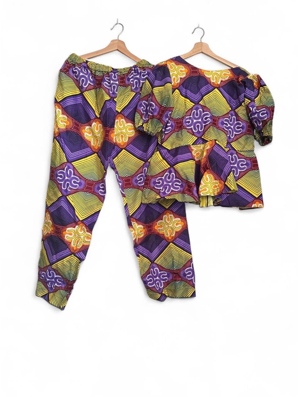 Vibrant Purple & Yellow African Print Women’s Set 2XL